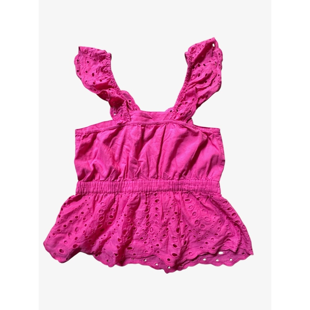 Banana Republic Hot Pink Eyelet Flutter Peplum Tank Top Size‎ S/P Petite Stretch